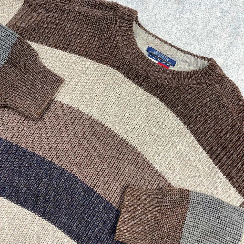 Vintage Tommy Hilfiger Sweater Men XL Heavy Knit Crewneck Grandpa 90s Colorblock